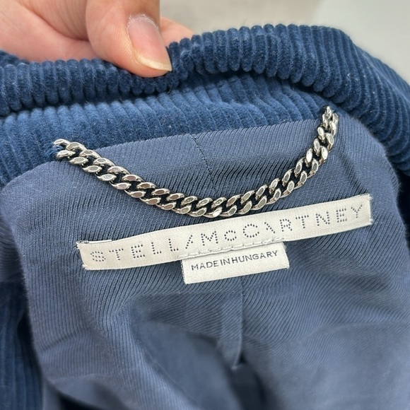 Stella Mccartney Double-breasted Cotton-corduroy Blazer Blue 38/ size US small - Picture 11 of 14